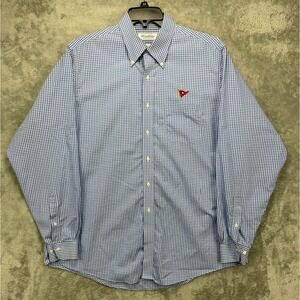 Brooks Brothers‎ Men's Shirt 17.5-34/35 Blue Gingham Plaid Cotton Non-Iron